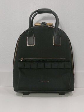 Ted Baker Black Rolling Carry On Suitcase Rose Gold Hardware Under Seat